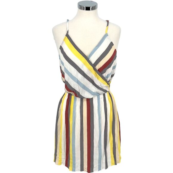 Market & Spruce Striped Wrap Short Sun Dress Multicolor Size Medium NWT - Picture 1 of 9